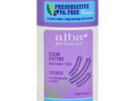 Alba Botanica Deodorant Stick Clear Enzyme Lavender - 2 Oz Fashion