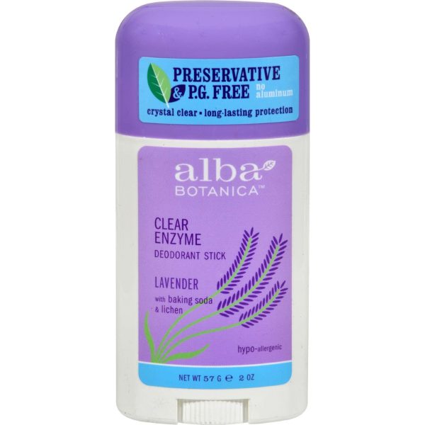 Alba Botanica Deodorant Stick Clear Enzyme Lavender - 2 Oz Fashion