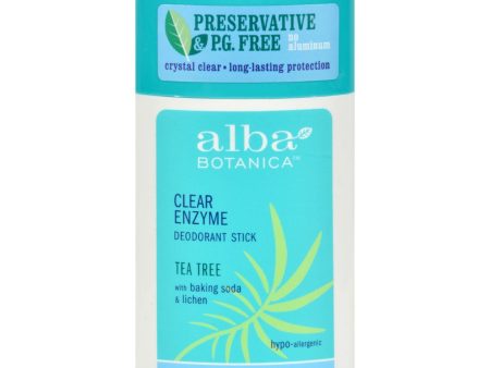 Alba Botanica Deodorant Stick Clear Enzyme Tea Tree - 2 Oz For Sale