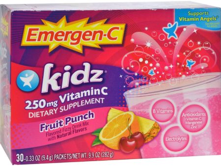 Alacer Emergen-c Kidz Vitamin C Fizzy Drink Mix Fruit Punch - 250 Mg - 30 Packets For Sale