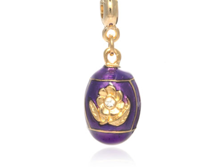 ME ME™  Gold Tone Purple Floral Egg Drop Charm For Sale