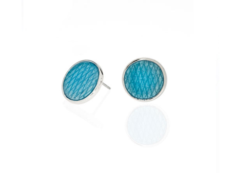 Celestial Blue Snakeskin Button Earrings Discount