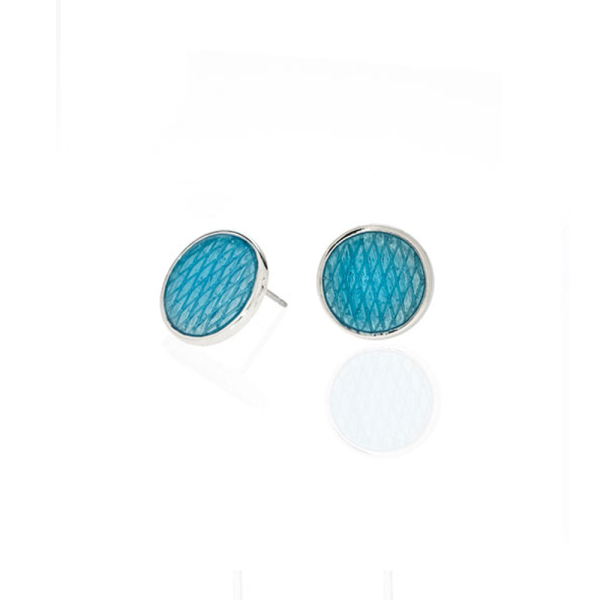 Celestial Blue Snakeskin Button Earrings Discount