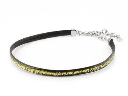 Gold Stardust Leather Choker Cheap