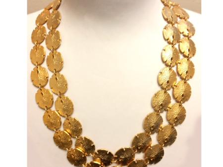 18  22k Gold Plated Double Row Sand Dollar Necklace Online Hot Sale