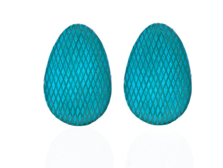 Snakeskin Robin Egg Blue Button Earring Hot on Sale