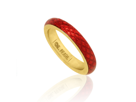 Goldtone Red Snakeskin Ring For Sale