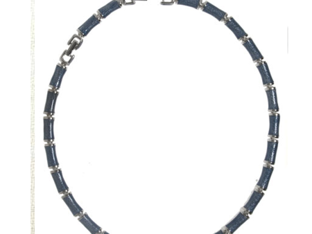 Blue Snakeskin Segmented Bamboo Necklace Online Sale