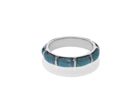 Robin Egg Blue Snakeskin Segmented Bamboo Ring For Sale