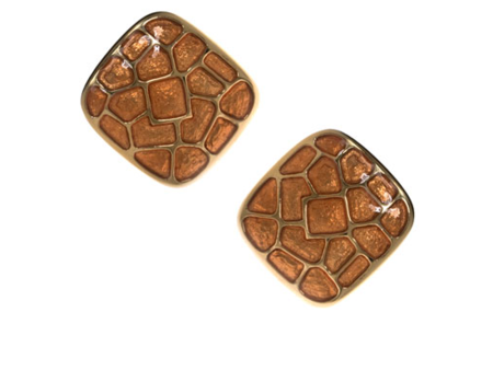 Italian Riviera Brown Square Button Earrings on Sale