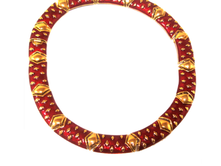 18  22k Gold Plate & Red Enamel Necklace Supply