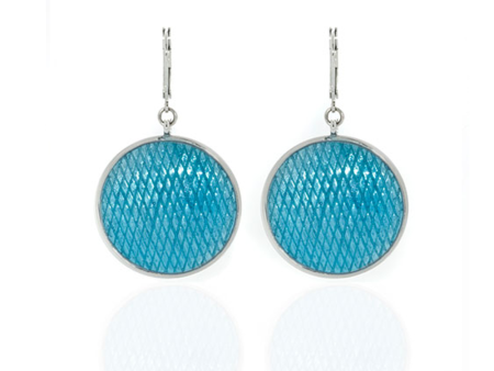 Celestial Blue Large Snakeskin Disc Earrings on Sale