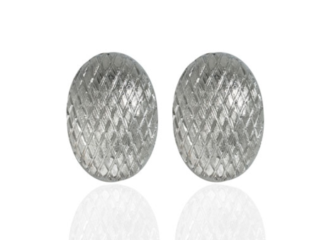 Snakeskin Silver Button Earrings For Cheap