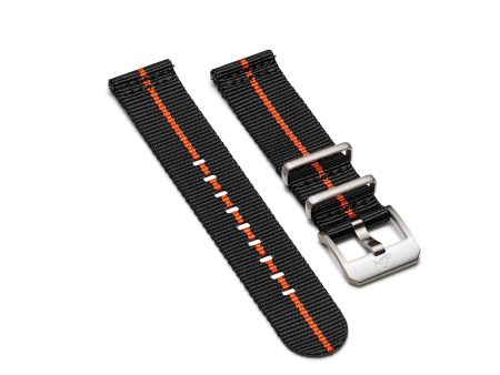 NATO strap with pin buckle, Black & Orange Sale