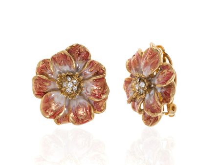 Double Rose Clip Earring With Melon Flower Sale