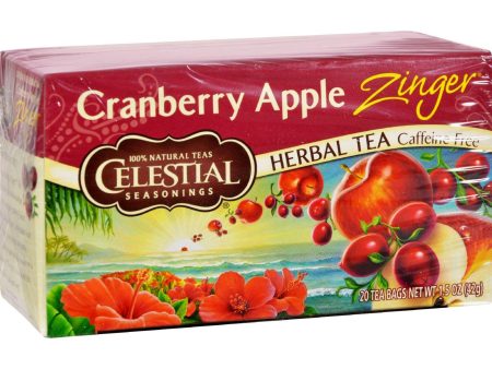 Celestial Seasonings Herbal Tea Caffeine Free Cranberry Apple Zinger - 20 Tea Bags - Case Of 6 For Sale