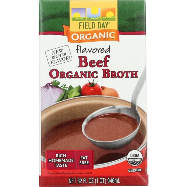 Field Day Broth - Organic - Flavored Beef - 32 Oz - Case Of 12 For Sale