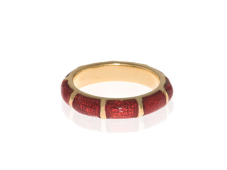 Red Snakeskin Segmented Bamboo Ring Fashion