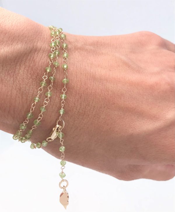 Convertible Peridot and Gold Necklace   Wrap Bracelet For Cheap