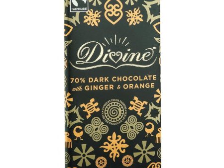 Divine Chocolate Bar - Dark Chocolate - 70 Percent Cocoa - Ginger And Orange - 3.5 Oz Bars - Case Of 10 Supply