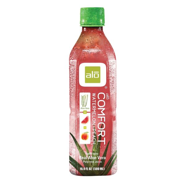 Alo Original Comfort Aloe Vera Juice Drink - Watermelon And Peach - Case Of 12 - 16.9 Fl Oz. on Sale