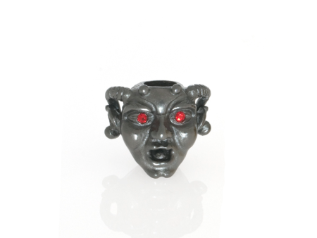 Hematite Horned Gargoyle with Siam Eyes Charm on Sale