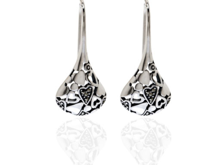 Hearts Flat Tear Drop Earrings Fashion