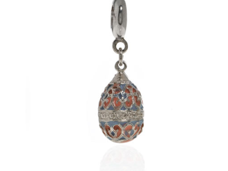 Me Me™ Silver Tone Pink & Blue Scroll Egg Drop Charm For Sale