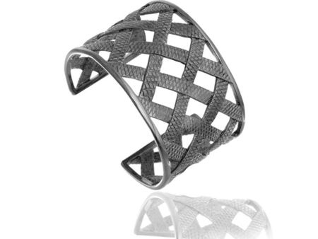 Hematite Snakeskin Cuff Bracelet For Sale