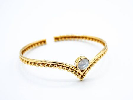 Brass Spotted Moonstone Cuff Online now