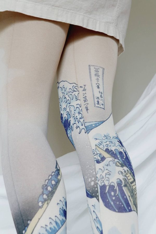 The Great Wave off Kanagawa by Hokusai Printed Art Tights For Cheap