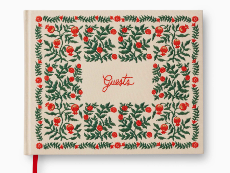 Christmastide Pomegranate Embroidered Guest Book Supply