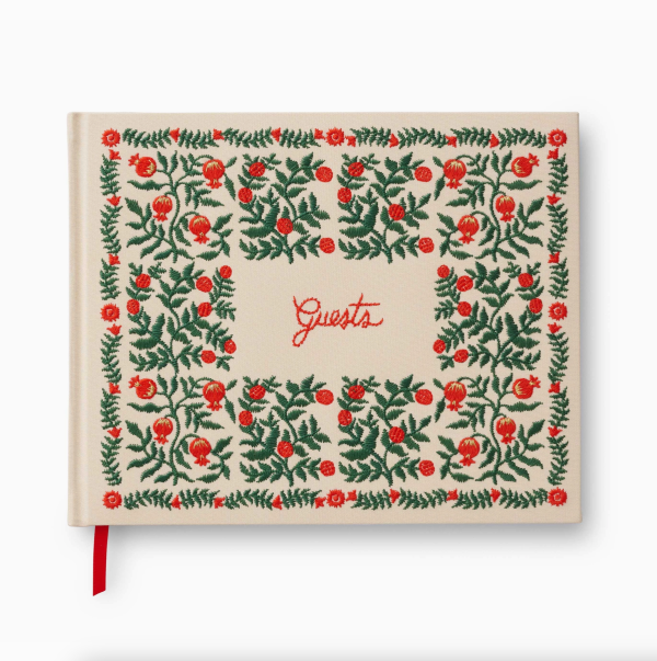 Christmastide Pomegranate Embroidered Guest Book Supply