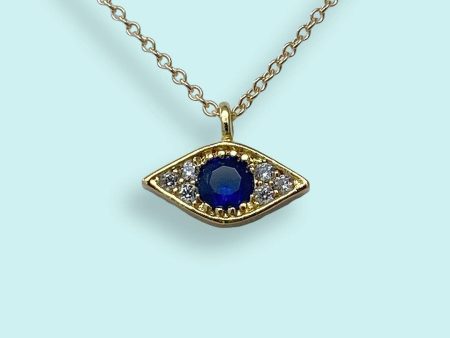 Blue Crystal Evil Eye Necklace Online now