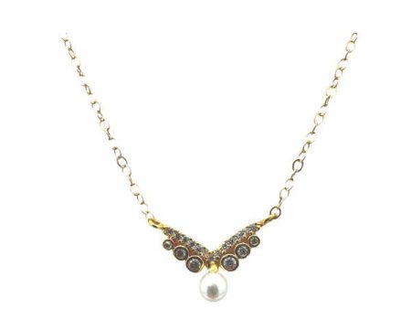 Pearl & CZ Wing Pendant Necklace For Discount