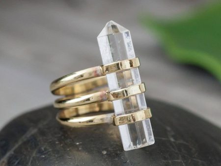 Brass Ring with Crystal Quartz Point Online