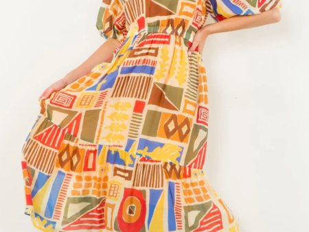 Inga Abstract Shapes Dress For Sale